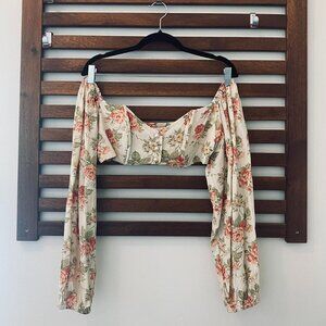 vintage floral off-the-shoulder crop top